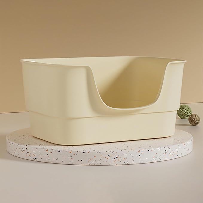 Extra Large Cat Litter Box with High Sides,23.23"×16.34"×8.46",Jumbo Kitty Litter Box with Low Entry,XL Cat Boxes for Indoor Cats,Easy to Clean,Anti-Splashing(White)