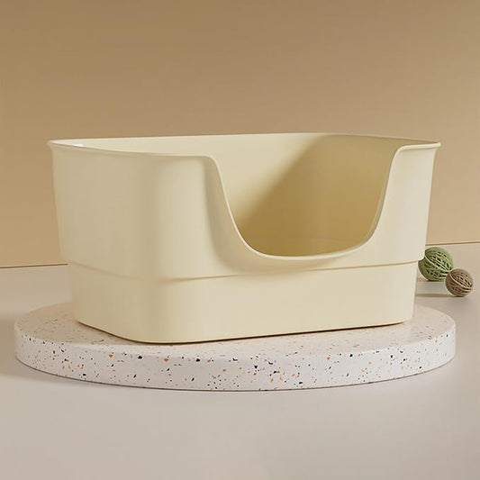 Extra Large Cat Litter Box with High Sides,23.23"×16.34"×8.46",Jumbo Kitty Litter Box with Low Entry,XL Cat Boxes for Indoor Cats,Easy to Clean,Anti-Splashing(White)