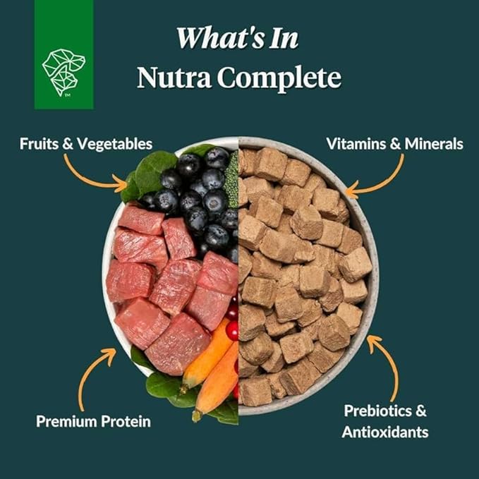 ULTIMATE PET NUTRITION Nutra Complete Freeze Dried Raw Dog Food, Veterinarian Formulated with Antioxidants, Prebiotics & Amino Acids (1 Pound, Pork)