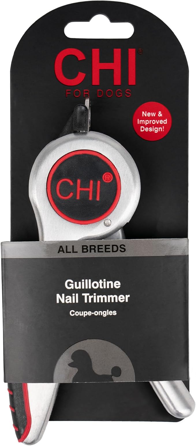 CHI for Pets Guillotine Nail Clipper for Dogs - Safe and Easy Dog Nail Cutter with Ergonomic Handle - Pet Grooming Tool for All Breeds - Effective Dog Claw Trimmer