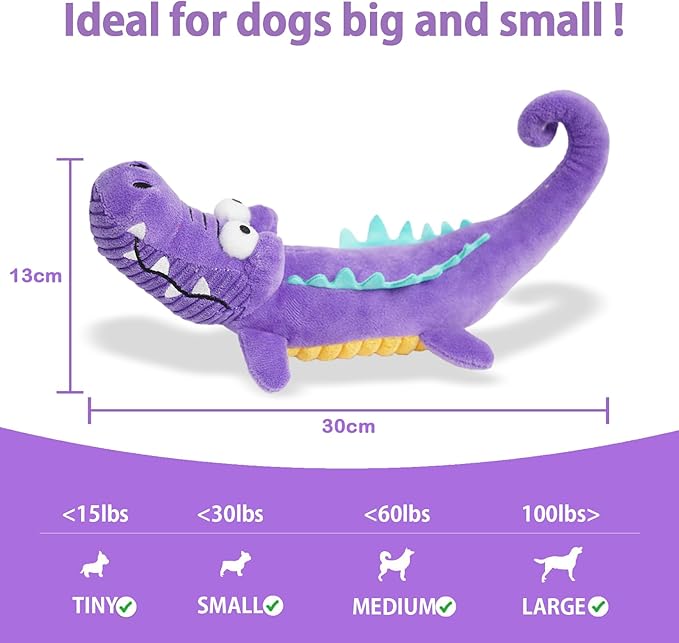 Tough Dog Toys Indestructible, Stuffed Chew Large Dog Toys to Keep Them Busy, Interactive Squeaky Tug of War Doggie Toy, Chew Guard Technology