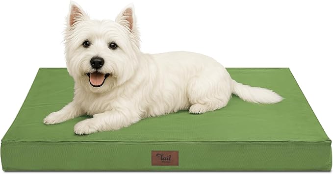 Outdoor Dog Bed for Small Dogs, Waterproof Dog Crate Bed for Small Dogs, Orthopedic Egg Crate Foam Puppy Beds with Washable and Removable Oxford Cover, Light Green