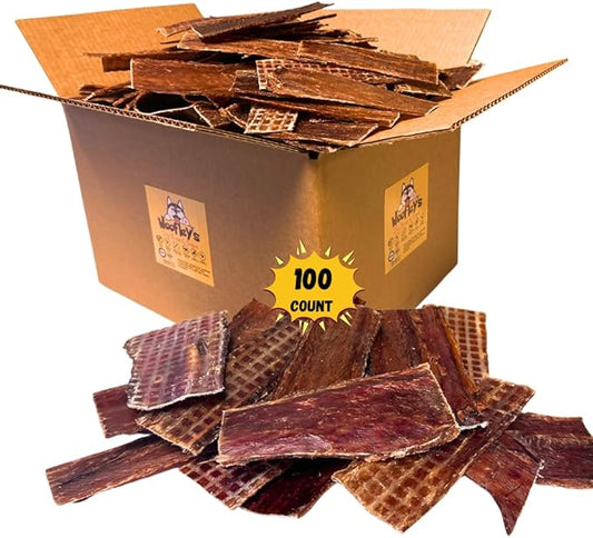 Woofley's - Esophagus Jerky (100 Count) - Gullet Sticks for Dogs - Safe Jerky Dog Chews -Easily Digestible Bully Sticks