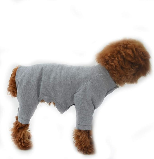 Lovelonglong Four Feet Dog Lightweight Pajamas, Pure Cotton Dog Jumpsuits 4 Legs Dog Onesies T-Shirt Stylish PJS Puppy Costume for Large Medium Small Dogs Gray M