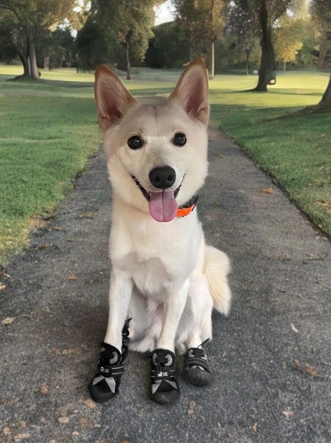 Dog Shoes for Large Medium Small Size Dogs, Breathable Dog Boots&Paw Protectors for Summer Hot Pavement Winter Snow, Waterproof Anti Slip Dog Booties for Outdoor Walking Hiking Hardwood Floor