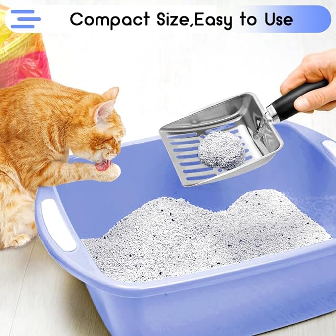 Stainless Steel Cat Litter Scoop,Metal Cat Litter Scoop,Kitty Metal Scooper,Sturdy Mesh Scooper,Suitabla cat Scooper for Cat Litter Box(Sliver)