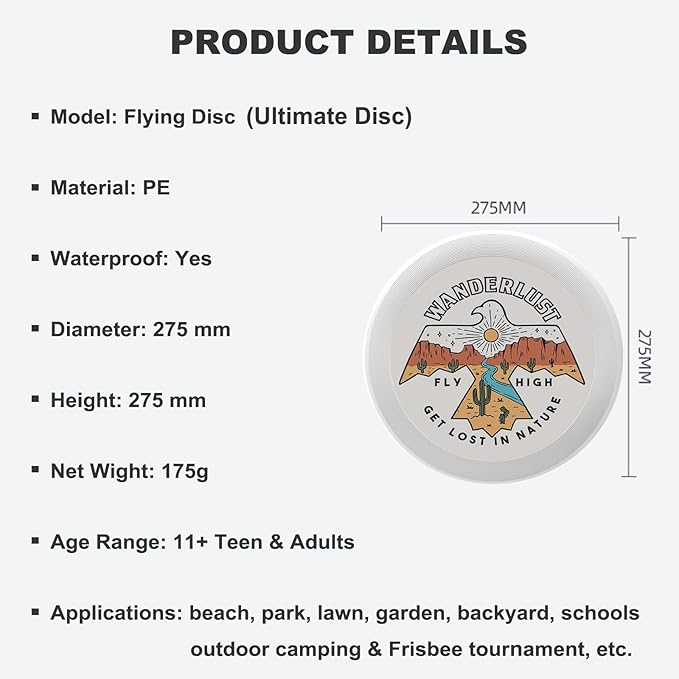 Phoenix Outdoor Flying Disc Fire Phoenix Black Ultimate Disc 175g for Boys Girls Men Women Birthday Christmas