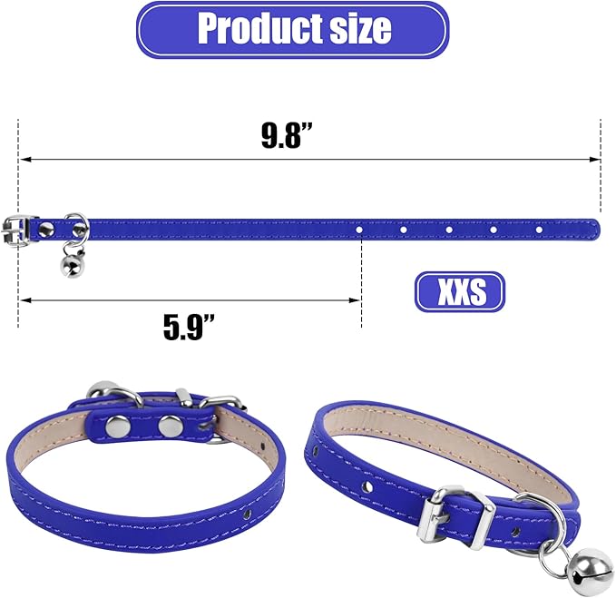 XXS Teacup Dog Collar - Pink, 3/8 inch Width (10 Colors)