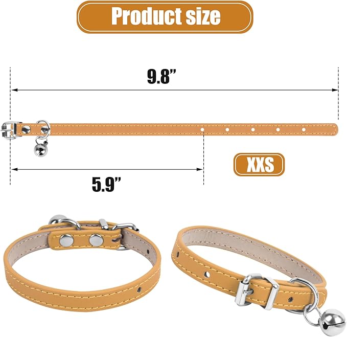 XXS Dog Collar Teacup Dog Collar, Khaki Dogs Collars, Teacup Dog Collars for Small Dogs Cats,Khaki, 3/8 inch Width