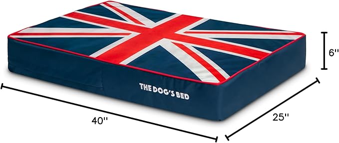 The Dog’s Bed Orthopedic Memory Foam Dog Bed, Large Blue & Red Trim UK Center Flag, Pain Relief for Arthritis, Hip & Elbow Dysplasia, Post Surgery, Supportive, Calming, Waterproof Washable