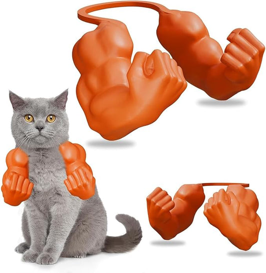 babyye Funny Cat Muscle Arms, 3D Printed Cat's Neck Arm with Muscle, Halloween Cats Costume Accessory for Pet Dress-Up, Cosplay, Parties & Photos (Orange)