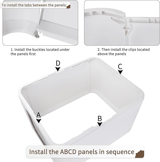 RIZZARI Stainless Steel Cat Box: Enclosed Design with High Walls - Black - Large Litter Pan for Odor Control - Anti Leakage for Bedroom Living Room