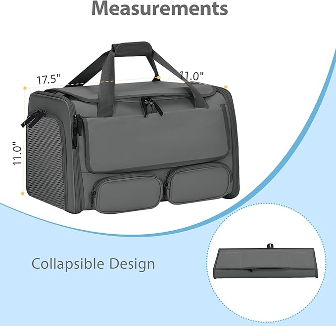 Cat, Dog Carrier for Pets up to 15 lbs, Soft-Sided Collapsible Pet Carrier with Upgraded Sturdy Base, Privacy Curtain and 2 Storage Bags, Cat Bag for Medium Cats and Small Dogs