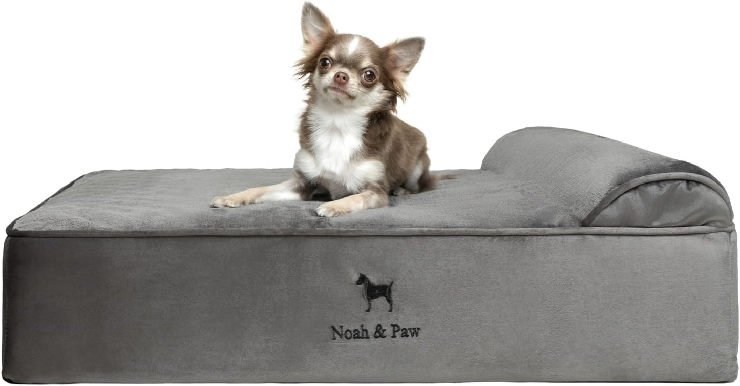 NOAH & PAW Dog Bed, 28x23x7.5 Inch, Orthopedic Dog Beds for Medium Size Pets, Eggshell Memory Foam Infused with Cooling Gel, Waterproof, Machine Washable, Includes Inner Cover (Velvet Collection)