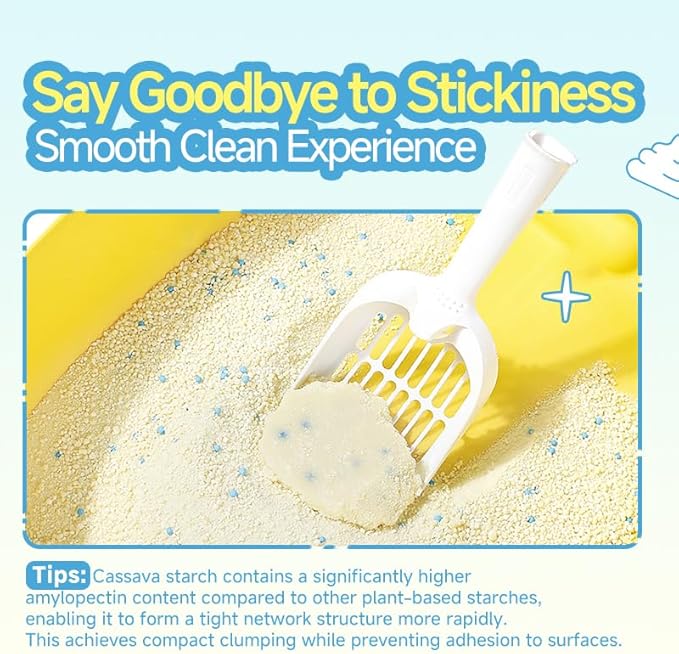 Cassava Clumping Cat Litter, Non Sticking, Rapid Clumping, Water Absorbent, Dust-Free, 11lb (4 Pack of 2.75lb Bags)