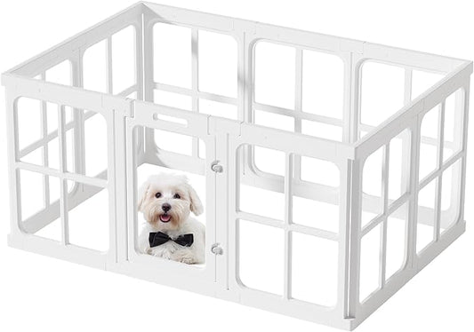 Clear Acrylic Dog Playpen with Door, for Puppy Rabbit Transparent Pet Pen, Dog Playpen Indoor, Dog Fence, Easy Assemble & Cleaning Dog Pen for Small & Medium Dogs (23.6“ Height, 10PCS)