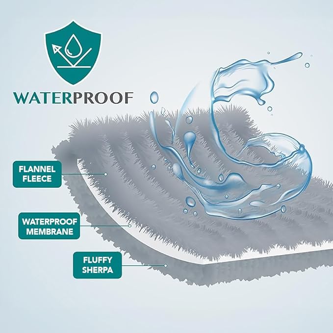 PetAmi Waterproof Dog Blanket for Medium Large XL Dog Puppy Cat Throw for Couch Cover Leakproof Protection, Sherpa Fleece, Reversible Soft Washable 80x60 Brown Brown