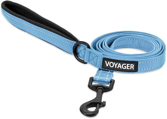 Voyager Reflective Dog Leash with Neoprene Handle, 5ft Long, Supports Small, Medium, and Large Breed Puppies, Cute and Heavy Duty for Walking, Running, and Training - Baby Blue (Leash), S