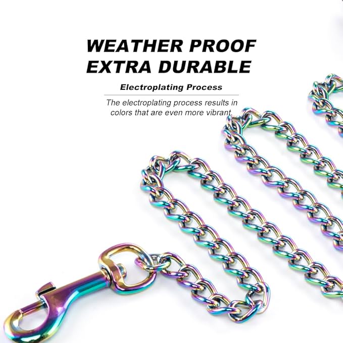 TSPRO Dazzling Chew Proof Leash - 3.9 FT Stainless Steel Metal Training Leash with Soft Handle for Medium Large Dog (4MM, Sparkly)