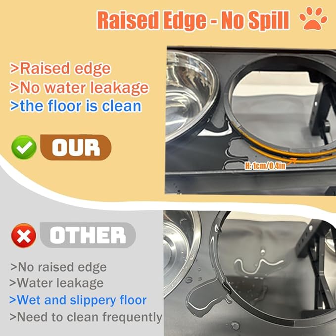 Marchul Elevated Dog Bowls for Medium Large Dogs, 4 Height Adjustable Dog Bowl Stand 3.5''/ 9.05''/ 10.62''/ 12.2'', with 1 Slow 1*Feeder Dogs Bowl & 2 * 40.5oz