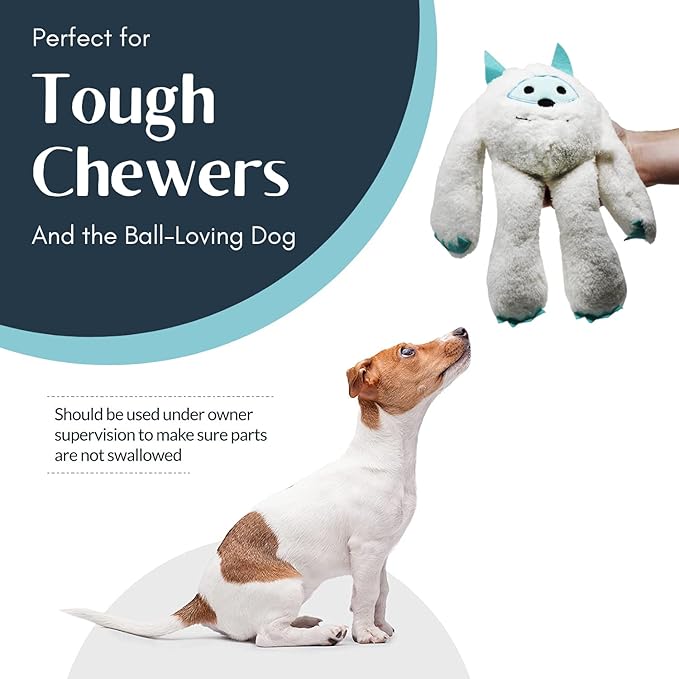 Flourish Pets 3-in-1 Multi-Layer Dog Toys for Aggressive Chewers | Non-Toxic BPA Free Double Stitched Soft Fabric Exterior | Long-Lasting Dog Plush Toys Small Yeti 8"