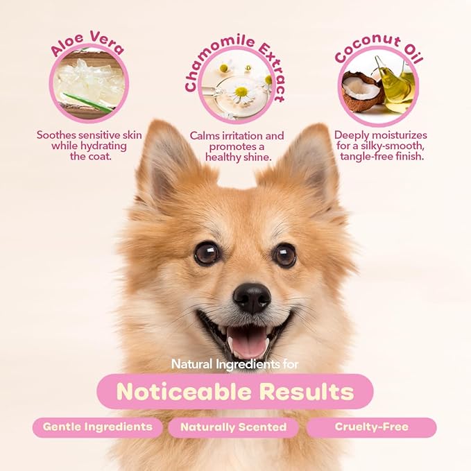 P.E.T. Tangle Off Detangling Conditioner for Dogs & Cats, Cotton Candy Scent – Moisturizes, Softens & Loosens Knots for Silky, Shiny Coats – Sulfate-Free, pH-Balanced, Hypoallergenic – 16 oz