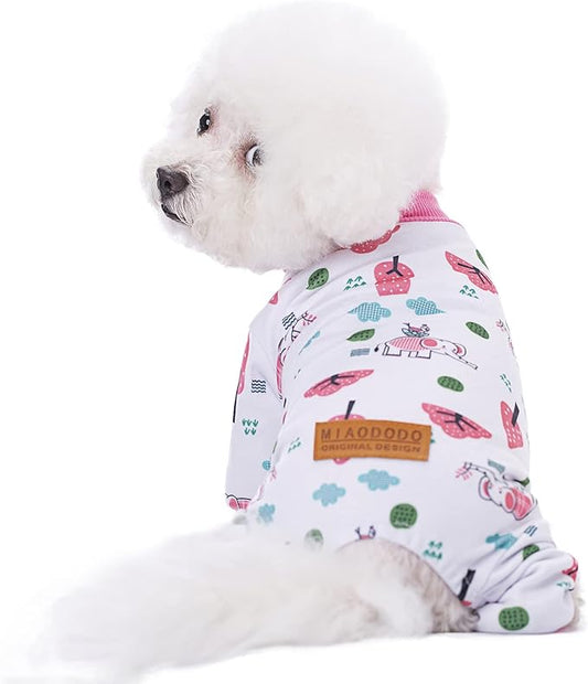 White Puppy Christmas Dog Clothes Pajamas for Small Medium Dogs Girl Boy,Funny Pet Cat Dog Shirts Costume Sweaters Pjs Onesie Shirt,Doggie Onesies Cat Pet Outfit Frenchie Clothes