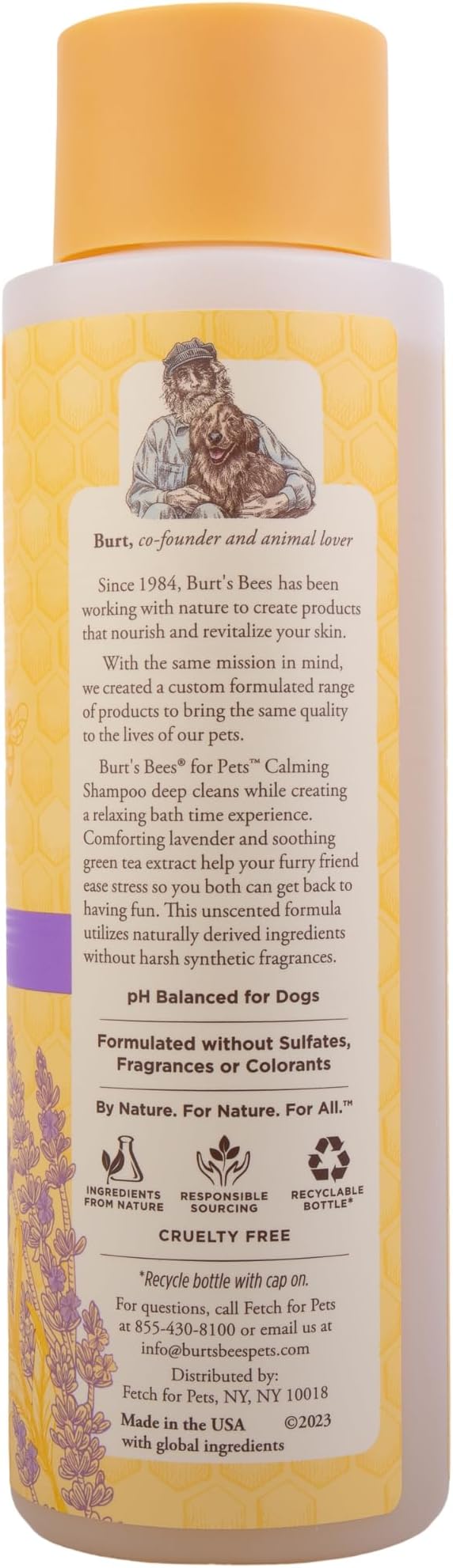 Burt's Bees for Pets Calming Dog Shampoo with Lavender and Green Tea, 6pk, 95% Natural Origin Formulas, Calming Lavender Dog Shampoo - Gentle Dog Shampoo, Best Dog Shampoo, Lavender, 6pk 16 oz