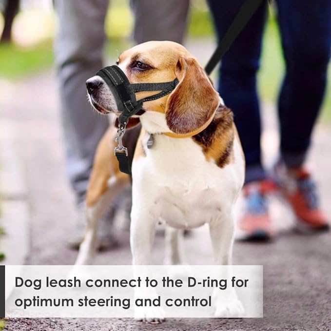 SlowTon Soft Dog Muzzle, Adjustable Padded Nylon Muzzle for Large Medium Dogs Anti Chewing Barking Biting, Allow Dog Pant & Drink (Black, S)