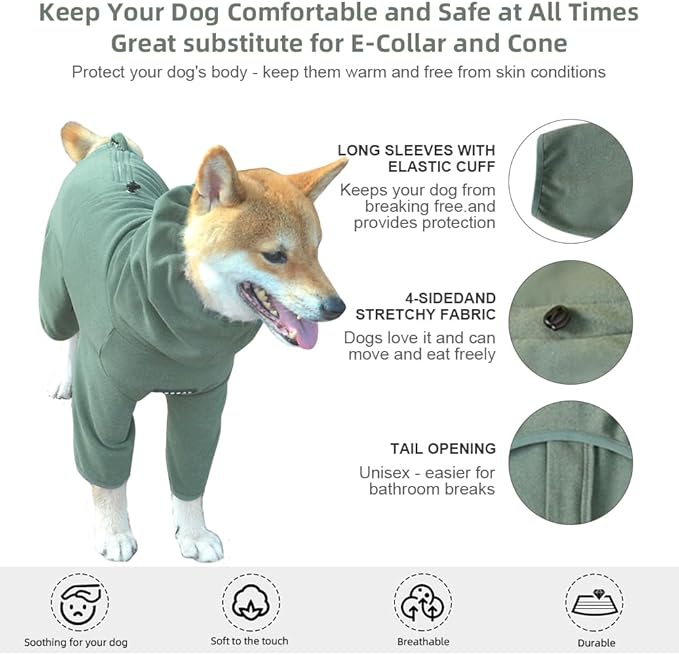Dog Pajamas for Large Dogs,Extra Large Stretch, Suitable for Adult, Medium-Sized Dogs, Large Pet Jumpsuit Four-Legged Dog Clothes, Pet Clothing. (Green Color, 3XL)
