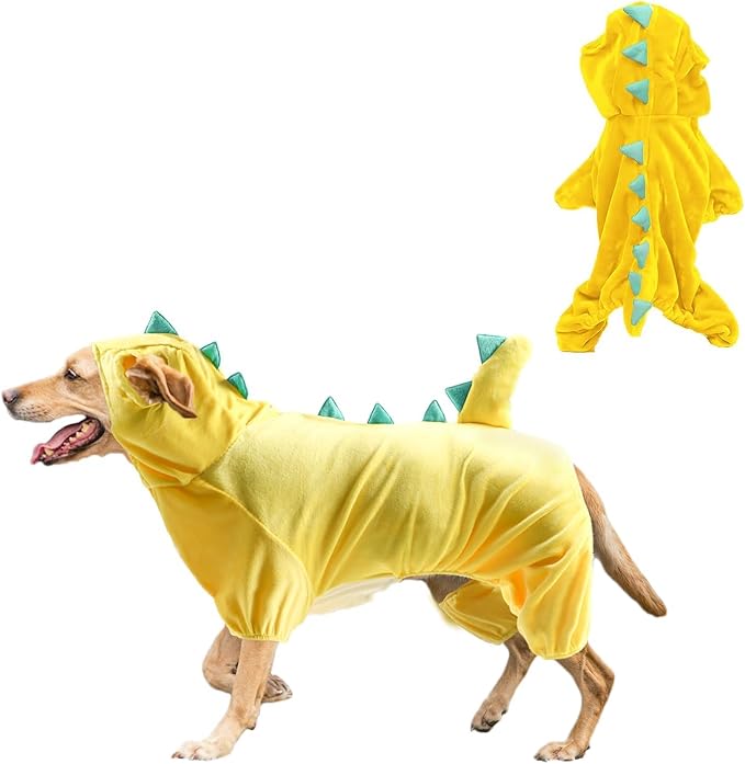 Hotumn Dinosaur Dog Halloween Costume Pet Dino Hoodie for Medium Dogs (XX-Large, Yellow)