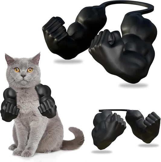 Funny Cat Muscle Arms, 3D Printed Cat's Neck Arm with Muscle, Halloween Cats Costume Accessory for Pet Dress-Up, Cosplay, Parties & Photos (Black)