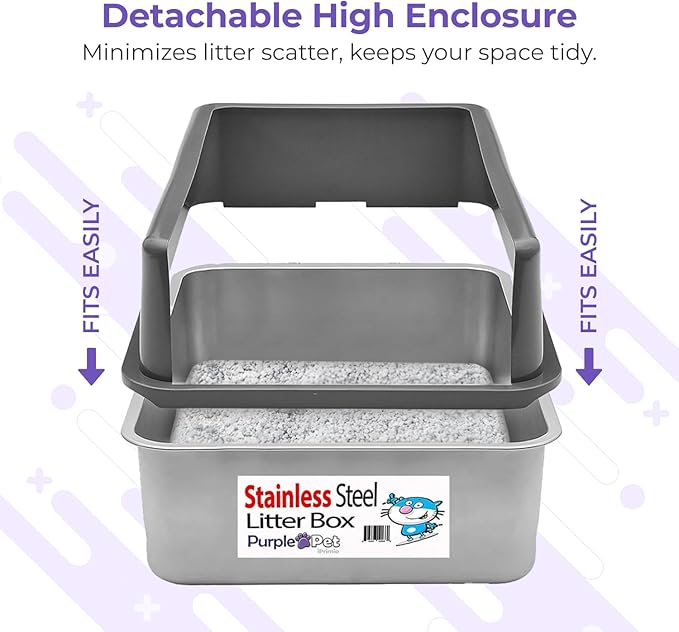 iPrimio XL Cat Litter Box Enclosure - 23"x15"x6" Stainless Steel Litter Enclosure for Big Cats - Cat Litter Box Lid Only Design for Use with XL Pans - Patent Pending Cover Only