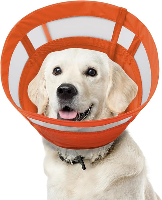 ASENKU Dog Cone Collar, Soft Adjustable Cone for Dogs to Stop Licking, Lightweight Recovery Dog Cone After Surgery, Pet E-Collar for Small, Medium & Large Dogs(Orange, M)