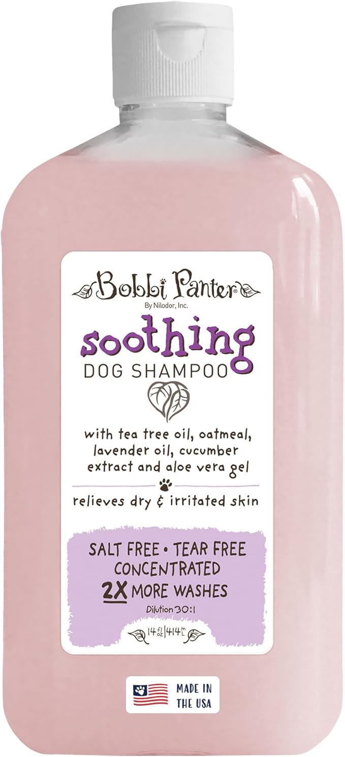 Bobbi Panter Soothing Dog Shampoo, Heals & Soothes Irritated Skin, Lavender Scent - 30:1 Concentrated Formula, Made in The USA, Trusted by Professional Groomers, 14 oz.