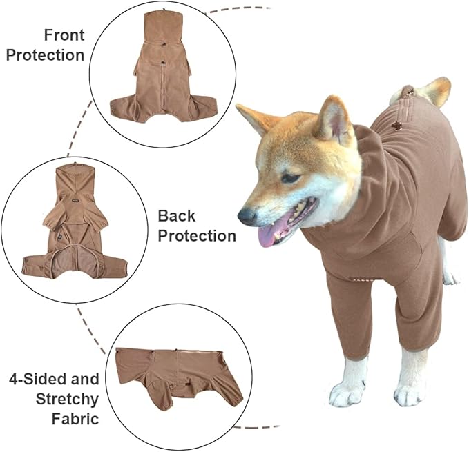 Dog Pajamas for Large Dogs,Extra Large Stretch, Suitable for Adult, Medium-Sized Dogs, Large Pet Jumpsuit Four-Legged Dog Clothes, Pet Clothing. (Coffee Color, 2XL)