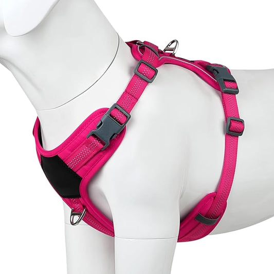 Plutus Pet No Pull Dog Harness, Release at Neck, Soft Padded, Reflective Adjustable Dog Vest Harness for Small, Medium, Large Dogs(Hot Pink, XS)