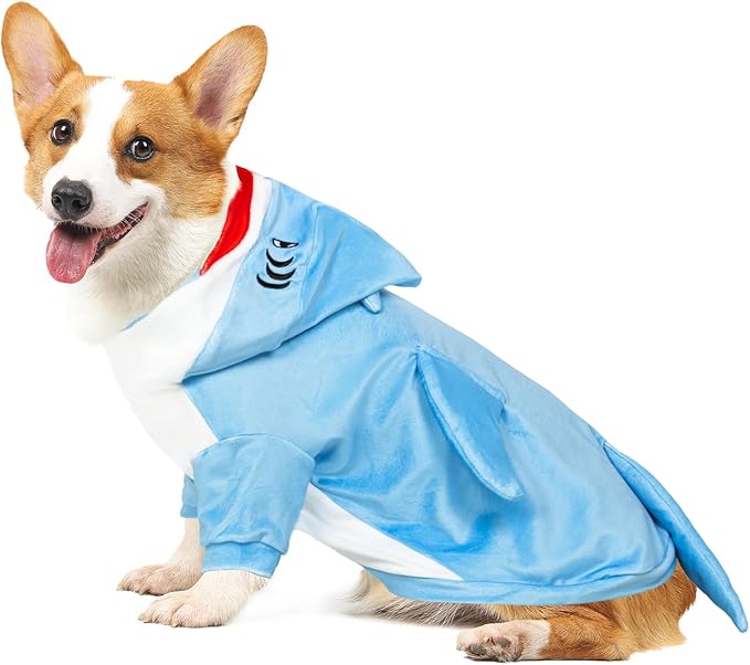 NACOCO Halloween Shark Dog Costume - Pet Christmas New Year Hoodie Warm Party Coat Outfit for Small and Medium Cat Dog Clothes(Blue Shark,XL)
