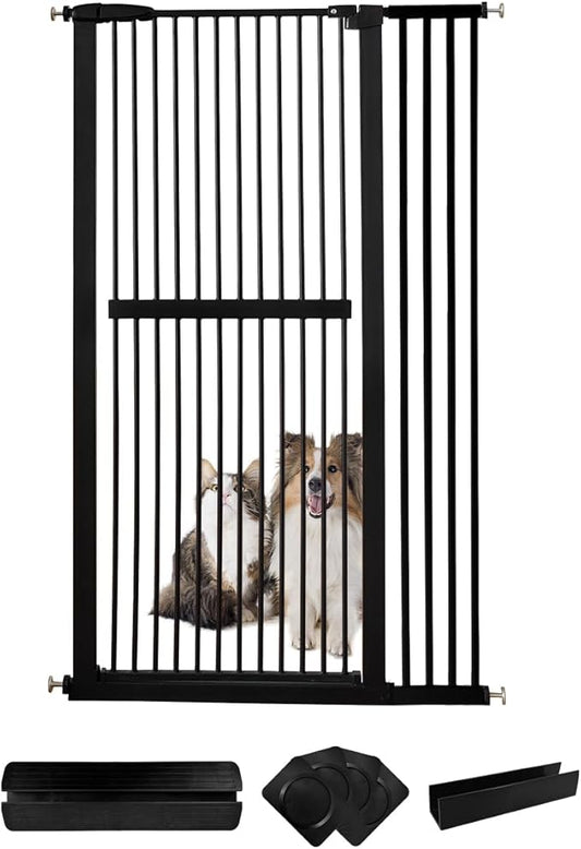 Lumizone Extra Tall Cat Gate 61.02" High Pressure Mounted Extra Wide 38.39"-42.51" (17Sizes) 1.37" Gap No Drilling Auto-Close Tall Pet Gate for Dogs (Black, 38.39"-42.51"/97.5-107.5cm)
