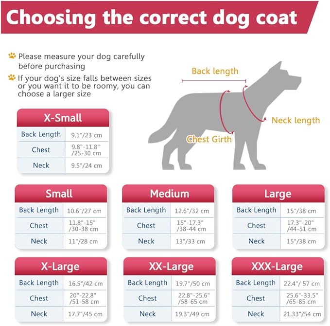 Windproof Waterproof Dog Coat Fleece & Cotton Lined Warm Jacket, Cold Weather Pet Apparel Clothes Vest for Small Medium Large Dog (L, Red)