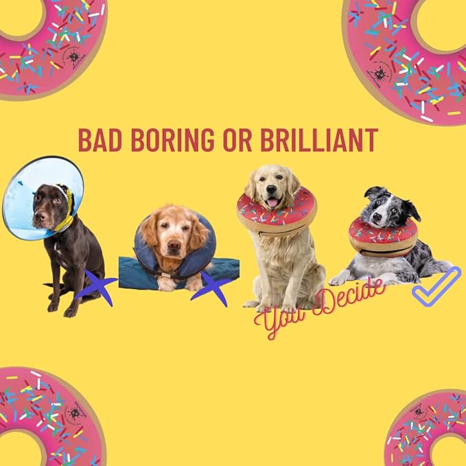 Dog Donut Collar | Alternative to Traditional or Soft Dog Cones | Inflatable Post-Surgery Cone for Medium Dogs (Pink)