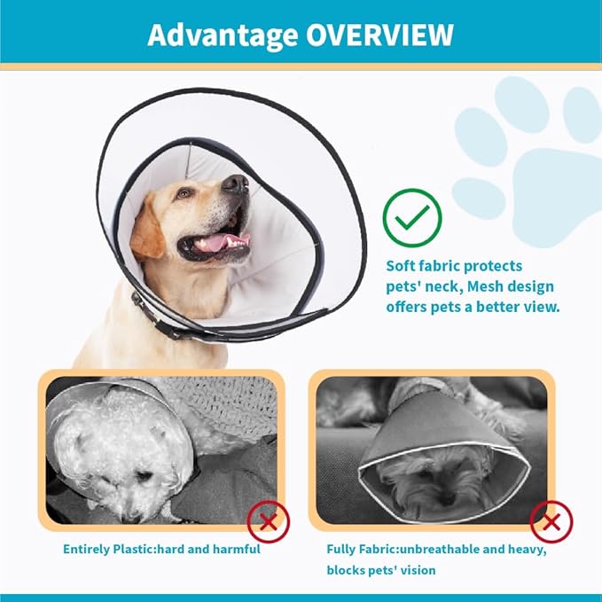 Dog Cone Collar, Pet Cone for Dogs to Stop Licking, Comfy Dog Cones for Large Medium Small Dogs, SoftCones for DogsAfter Surgery,Head Neck Elizabethan Collar