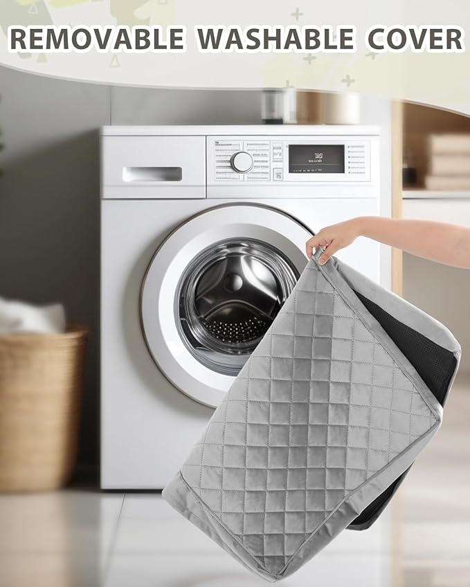 Orthopedic XL Dog Beds Large Sized Dog Waterproof Bed with Removable Washable Cover and Non-Slip Bottom, Quilting Pet Mattress for Crate, 41x27 Inch, Light Gray