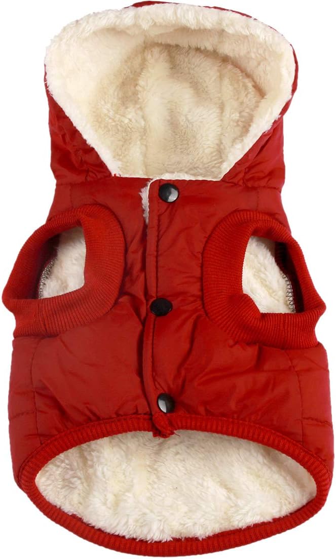 Fleece Lining Extra Warm Dog Hoodie in Winter for Large Dogs Jacket Pet Coats with Hooded,Red XXXL