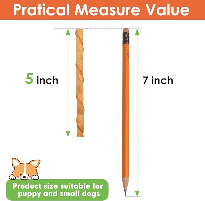 MON2SUN Dog Rawhide Twist Sticks Chicken Flavor 5 Inch Thin Sticks Rawhide Chews Treats for Puppy and Small Dogs 120 Count