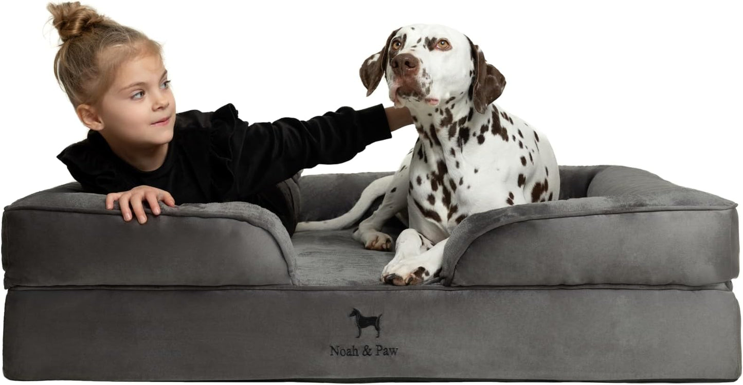 NOAH & PAW XL Dog Bed, 45x35x11 Inch, Orthopedic Large Dog Beds, Eggshell Memory Foam Infused with Cooling Gel, Inner Cover, Waterproof, Machine Washable (Velvet Sofa Collection)