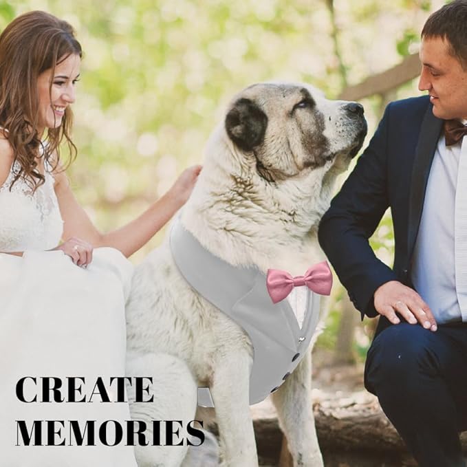 AVERYDAY Dog Tuxedo for Wedding Outfit, Dog Suit and Tie Costumes for Birthday, Halloween, Cosplay, Christmas Party, Pet Formal Wear with Bowtie, Tux for Medium Large Dogs, Bulldog, Labrador, Husky