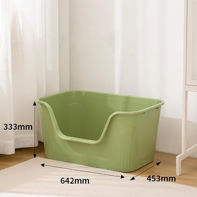 Extra Large Litter Box with High Sides 25.27" Lx17.83 Wx13.11 H,Anti-Splashing,Tool-Free Assembly,Multi Kitty Cat Litter Box,Jumbo (Green)