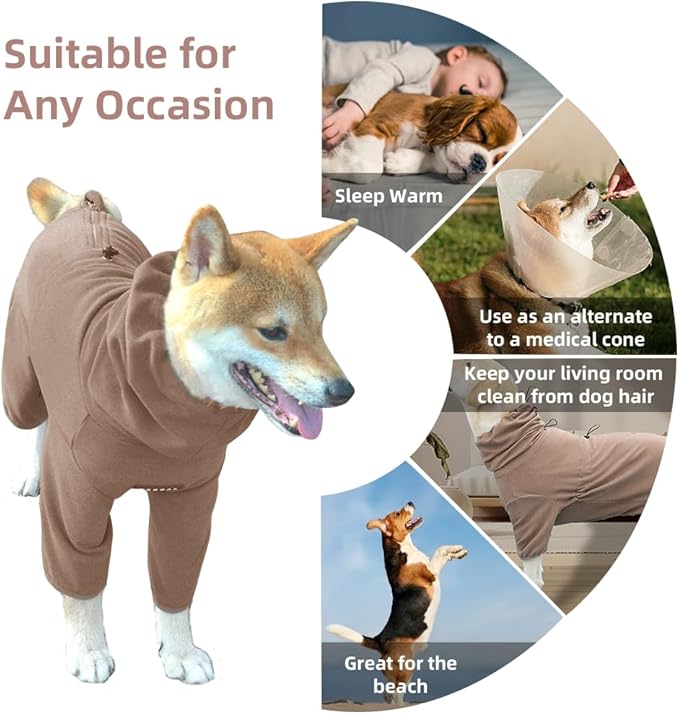 Dog Pajamas for Large Dogs,Extra Large Stretch, Suitable for Adult, Medium-Sized Dogs, Large Pet Jumpsuit Four-Legged Dog Clothes, Pet Clothing. (Coffee Color, 2XL)