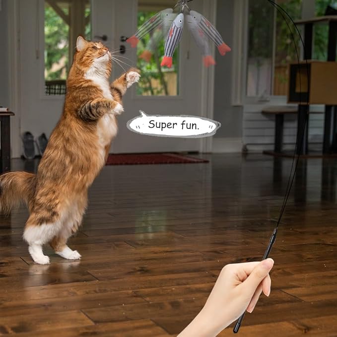 PAZ'S GIFT Cat Wand Toys, 3 Piece Catnip Wiggle Sounding Toys, Soft and Durable, Interactive Cat Kick Toy for Indoor Play